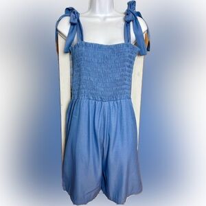 Sable Blue Tie Romper